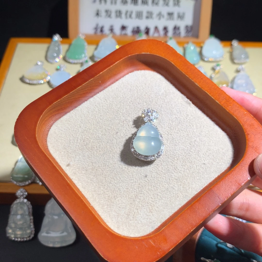 翡翠银S925镶嵌挂件葫芦