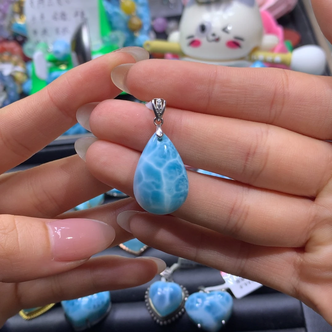 针钠钙石（海纹石）未镶嵌吊坠(不含链)颜色略差异