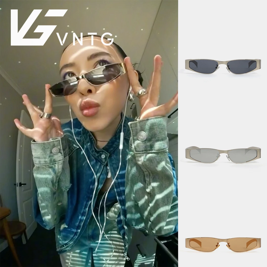 vntg墨镜不锈钢金属框架酷炫ins风御姐时髦感防紫外线y2k太阳眼镜