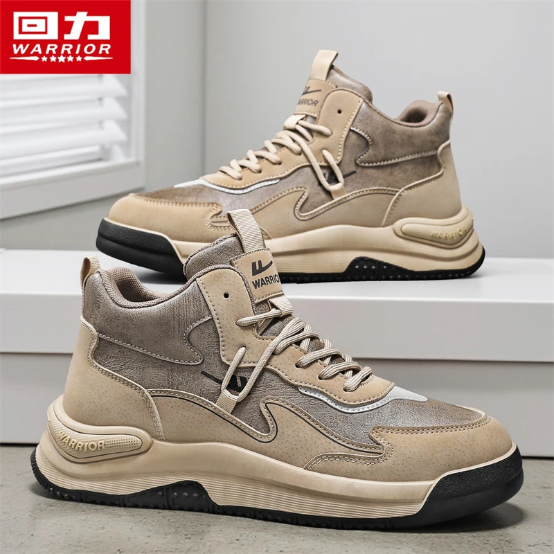 回力男鞋冬季休闲国潮老爹鞋2025厚底防滑皮面防水新款百搭潮鞋男