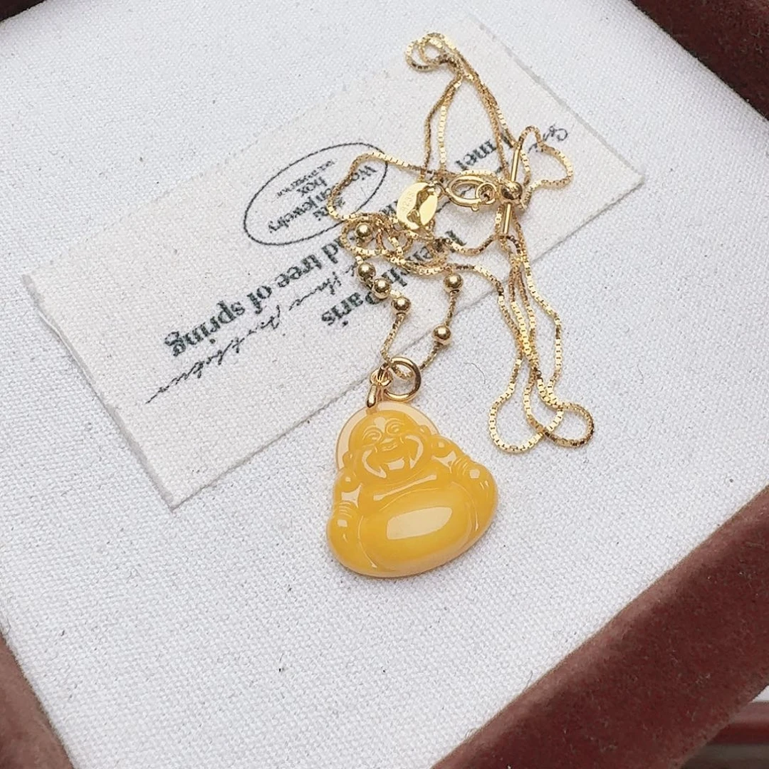 蜜蜡颈饰银S925镶嵌吊坠