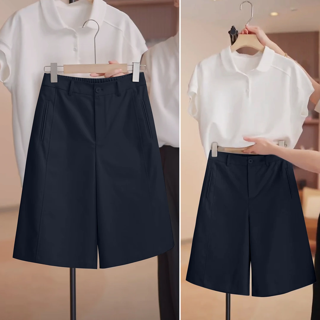 拉夏贝尔设计感高腰休闲裤女夏季薄款2025新款今年流行显瘦阔腿裤