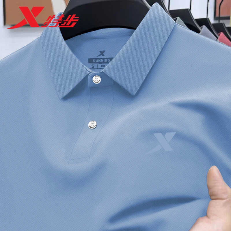 特步短袖男保罗衫翻领冰丝速干T恤秋冬爆款官网旗舰商务polo衫男