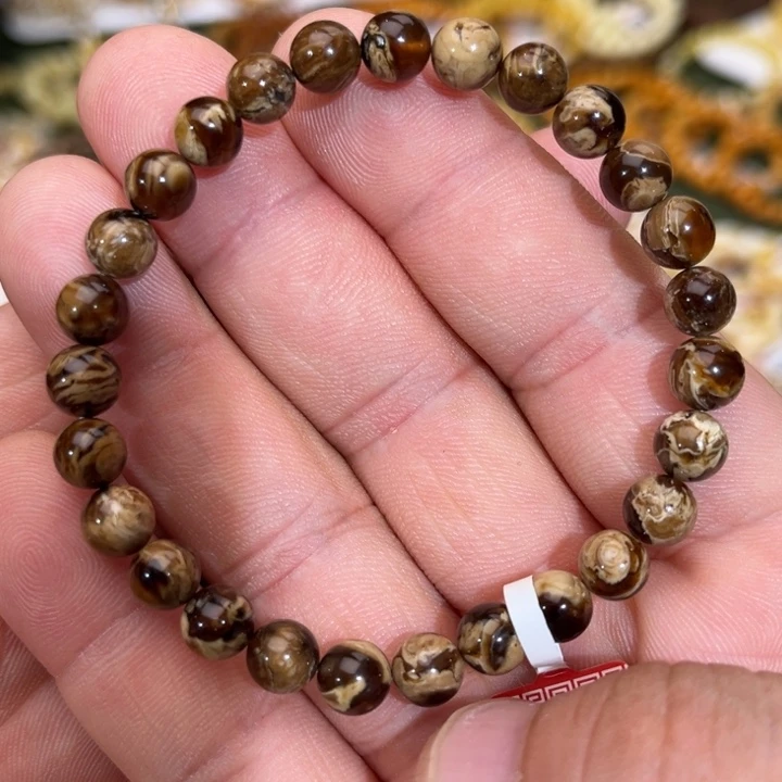 蜜蜡未镶嵌手链缅甸白瓷根溶洞紫罗兰妖花7.2mm