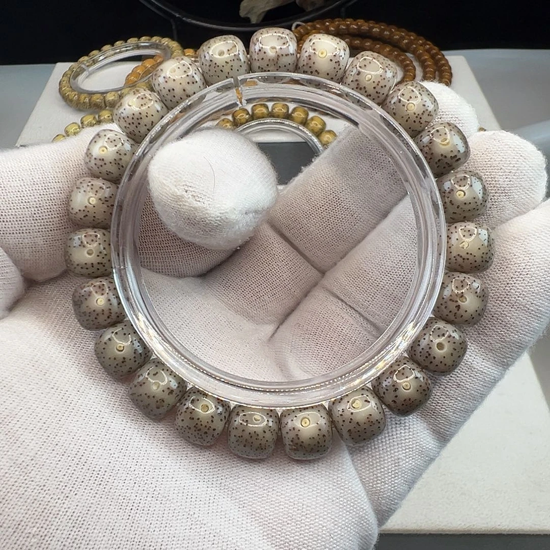 星月菩提手串石玉料糯冰灰10×9无烟花星自选