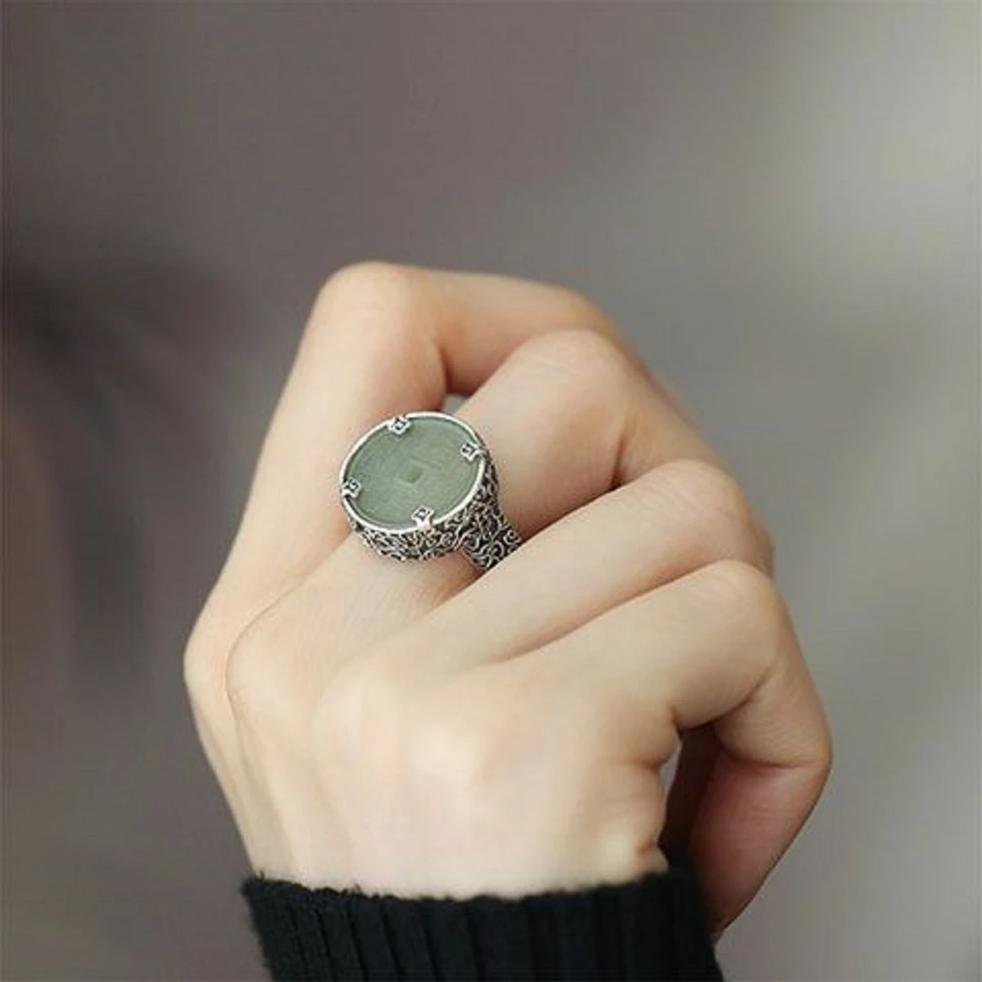 铜合金戒指 山鬼祥云做旧戒指可戴吊坠新中式小众指环女款送礼物