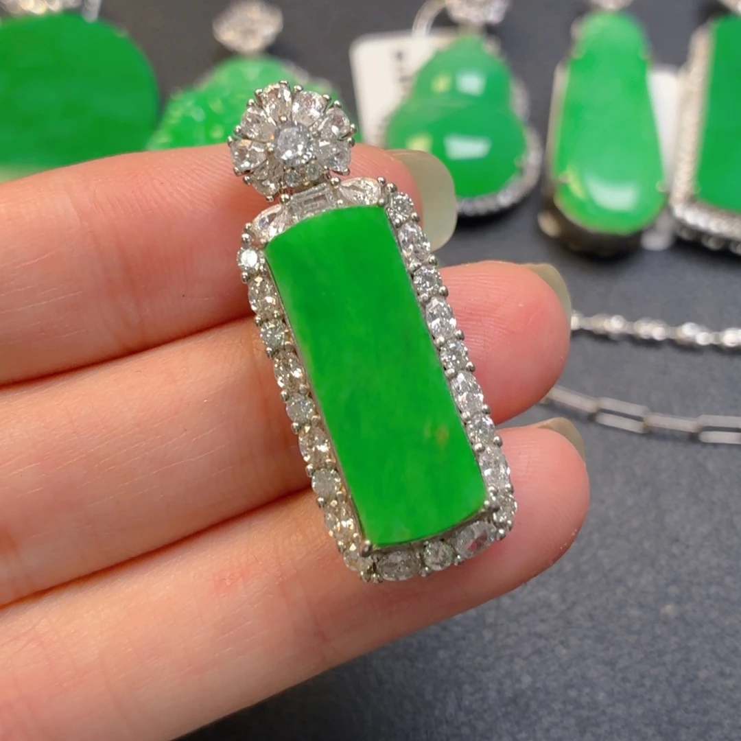 翡翠银S925镶嵌吊坠(不含链)