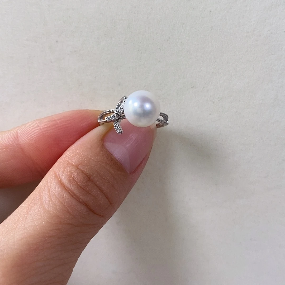 戒指银S925镶嵌淡水珍珠9.2m m