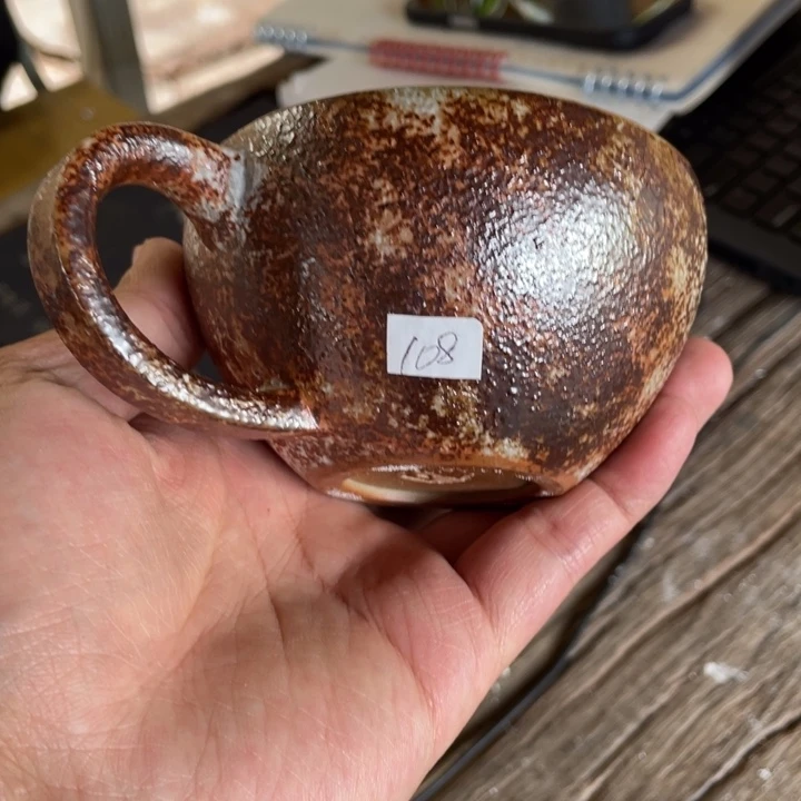 浪鬼家釉绘柴烧餐具嘟***呗杯
