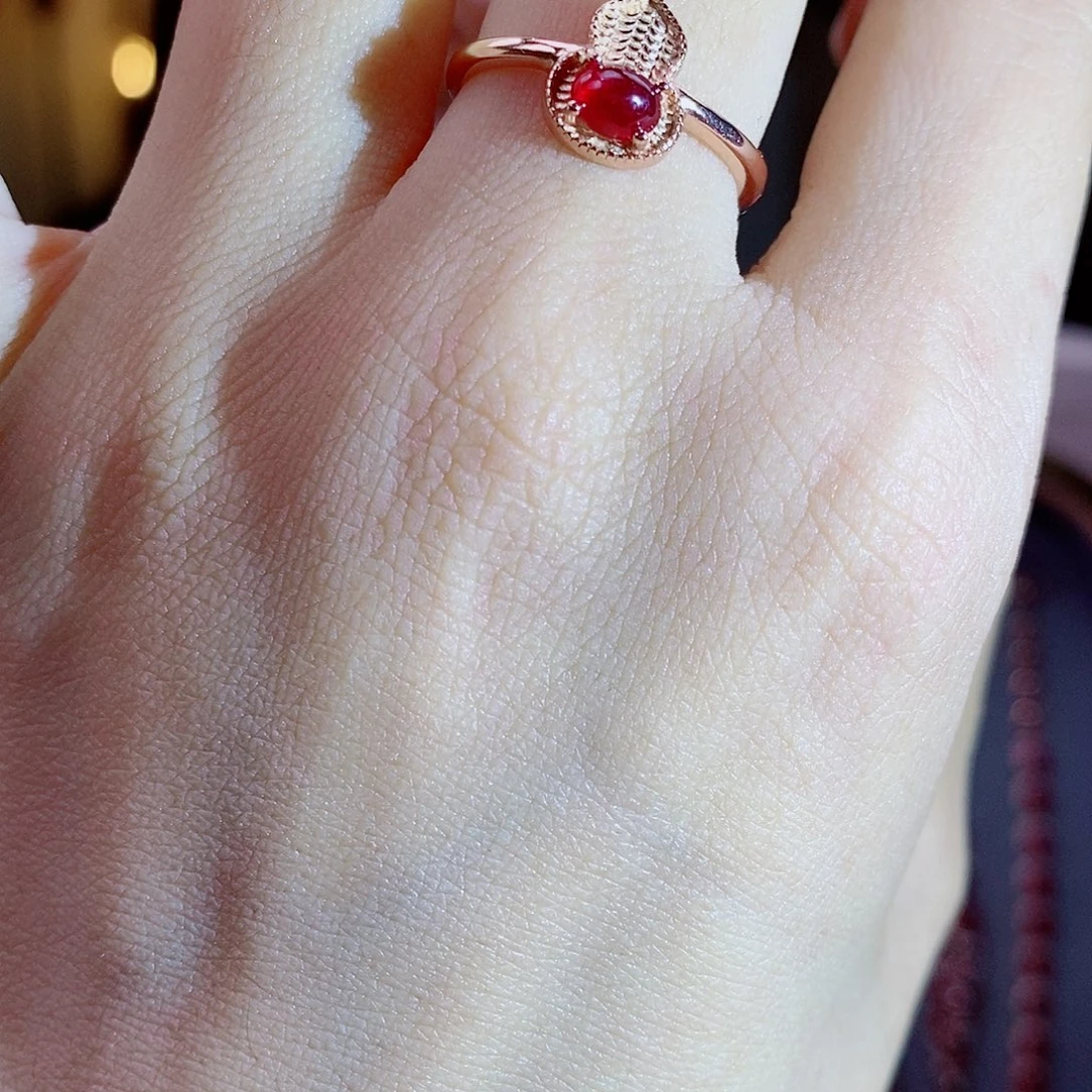 戒指红宝石银S925镶嵌