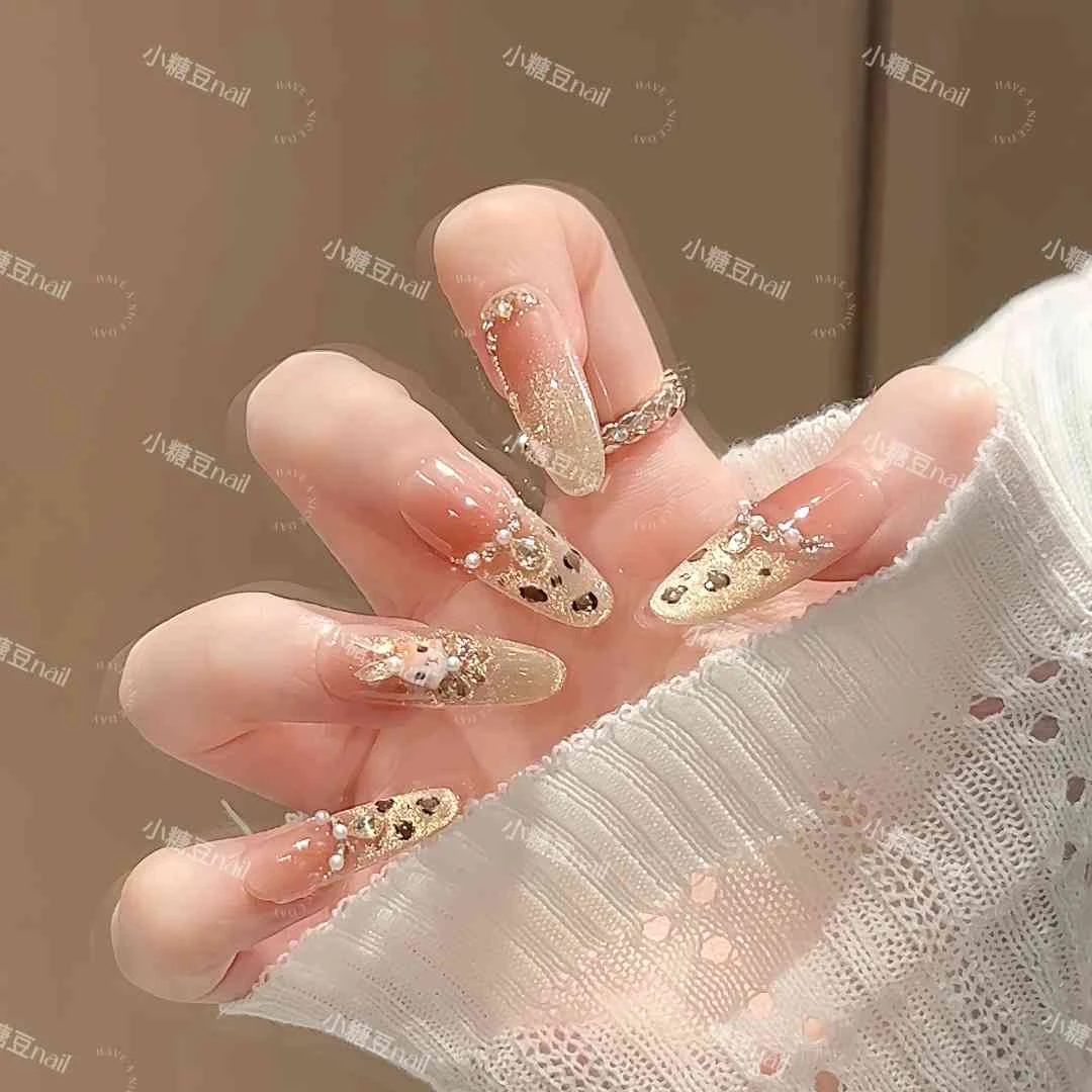 【金兔来财】气质豹纹纯欲猫眼纯手工可拆卸穿戴甲四季流行百搭
