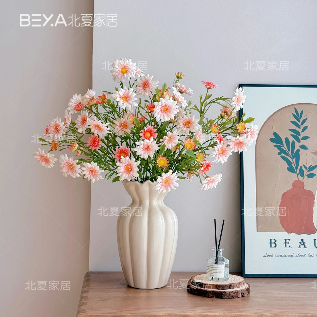 小清新洋甘菊仿真花小清新雏菊花野菊束客厅假摆设客厅仿真花摆件