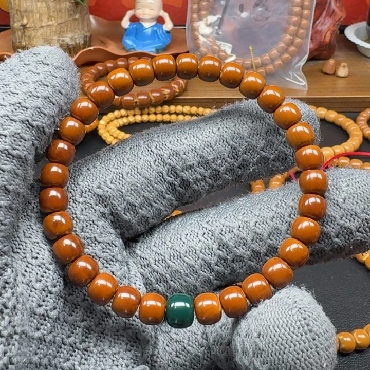 手串/手链橄榄核7.4缩尺7.3老挝红料正三花核尖单圈回血