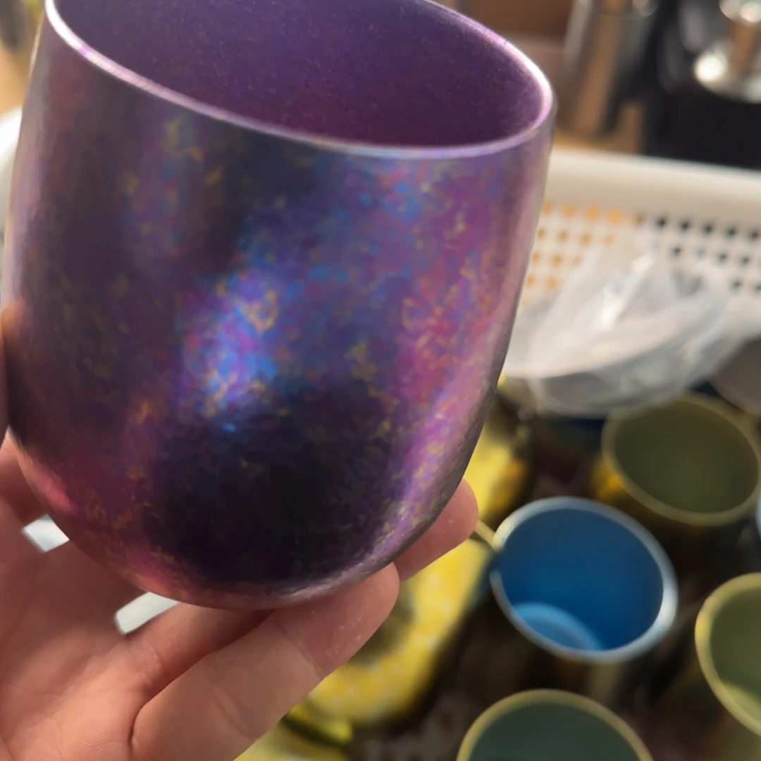 金属一个紫色大口杯微瑕