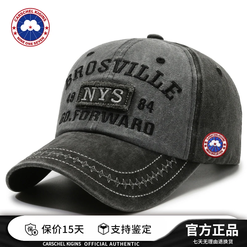 正品CARSCHEL KINGINS加鹅复古水洗棒球帽字母绣花做旧鸭舌帽男