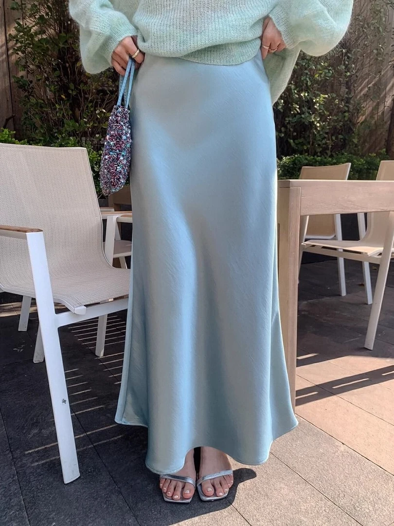 【侧开叉款+琉璃醋酸+重磅垂感】高品质缎面半身裙女2025高腰鱼尾裙