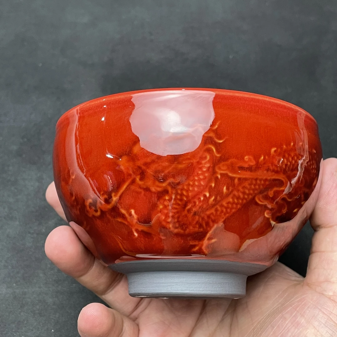 中国红龙凤呈祥玉子建盏非遗建盏茶杯主人杯礼盒装