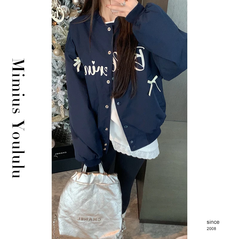 【mimius】喵喵 美式复古字母刺绣棒球服夹克外套 F11093