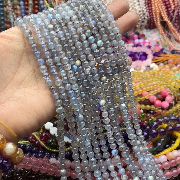 玛瑙/玉髓未镶嵌珠宝半成品一条6mm灰月光