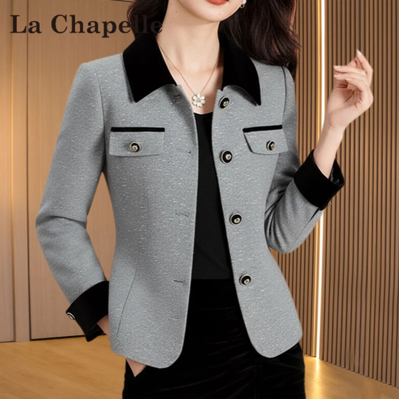 拉夏贝尔格纹小香风外套女2025早秋新款时尚爆款洋气高端短款上衣