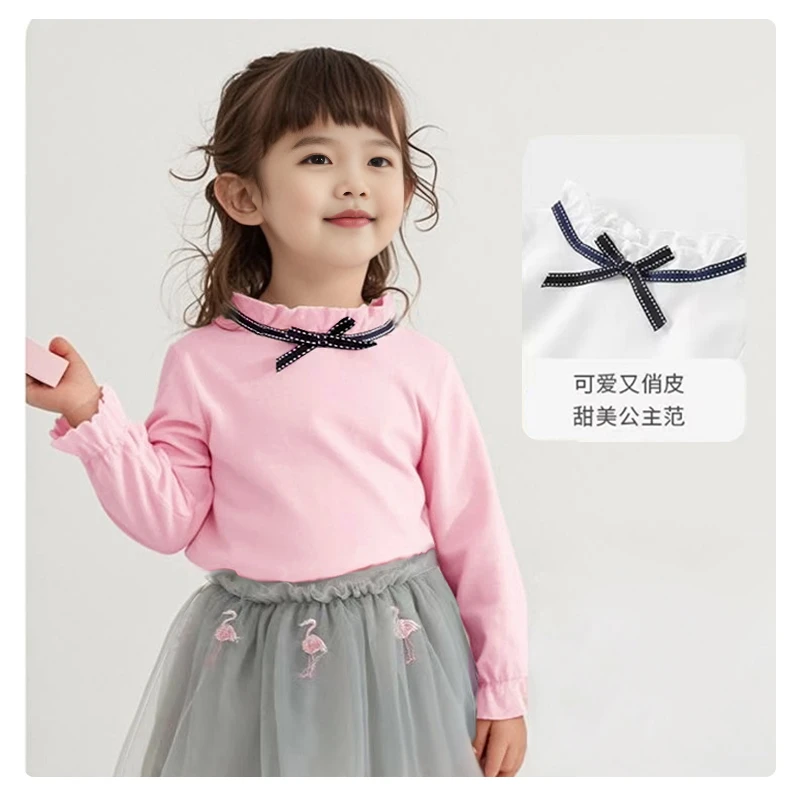 女童春季长袖T恤女孩洋气百搭上衣韩版中小童宝宝打底衫2025新款