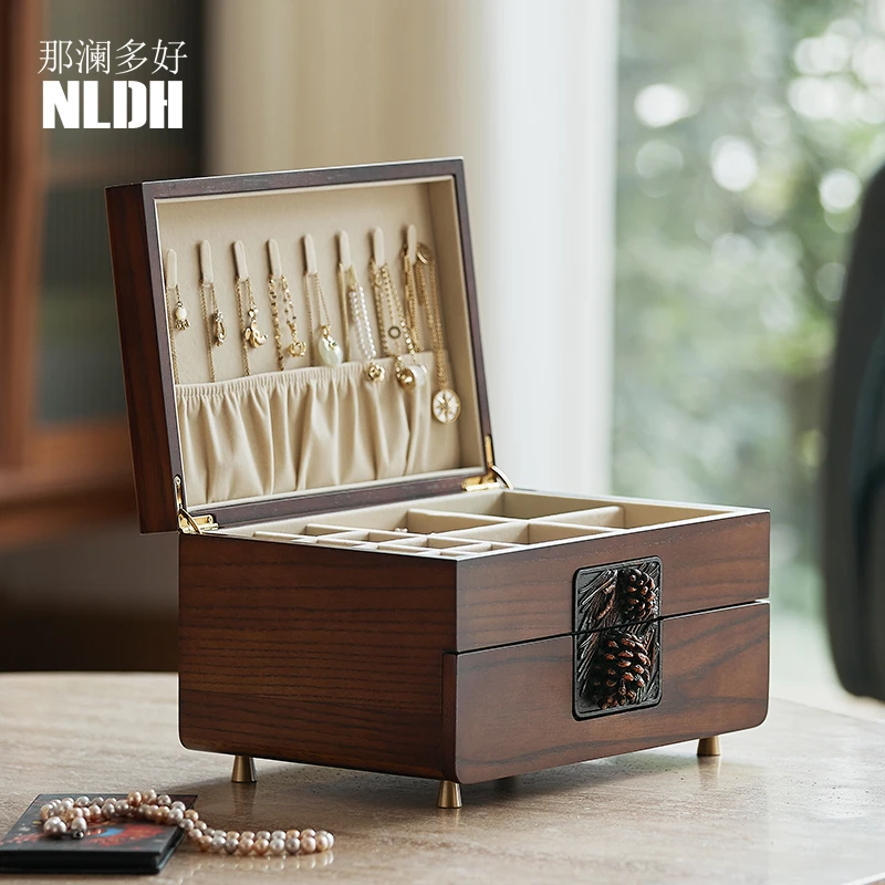 首饰盒/箱 那澜多好项链收纳盒大容量简约整理盒木结婚生日礼物