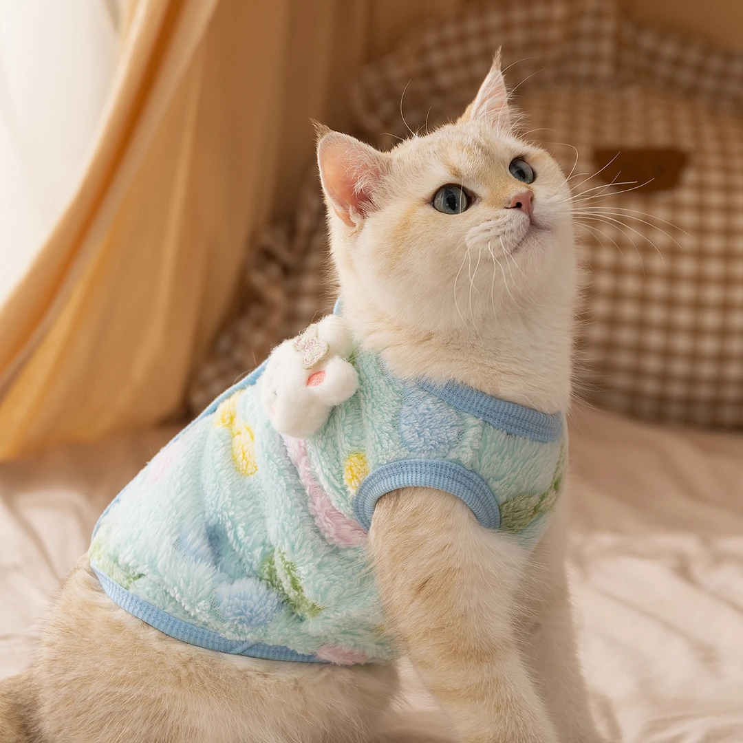 猫猫衣服秋冬款保暖法兰绒开衫绒衣宠物服装小型猫咪布偶服饰0577