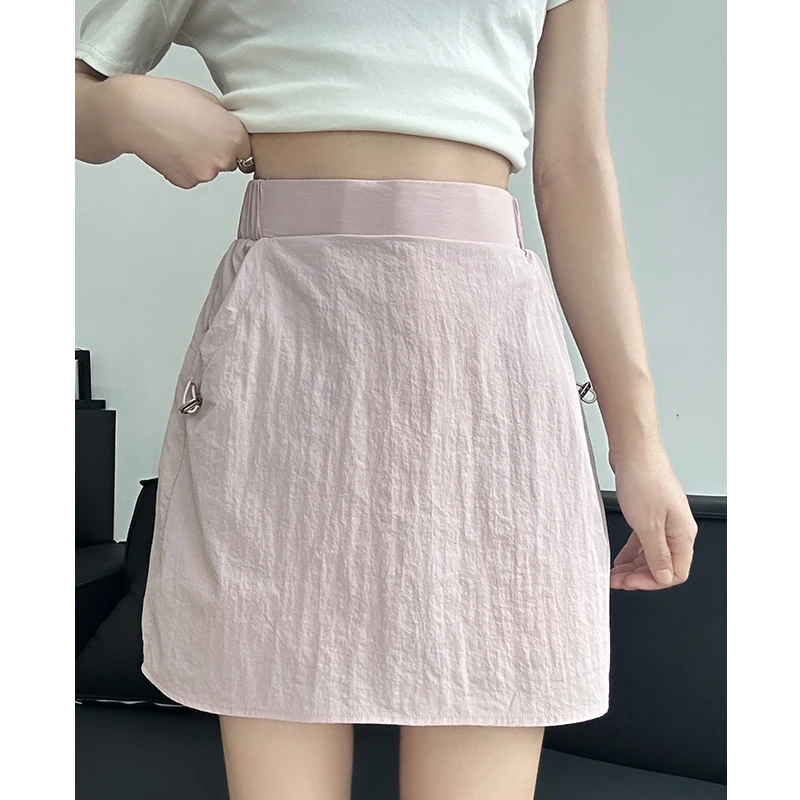 小个子半身裙女2025夏季新款高腰显瘦抽绳运动休闲短裙a字工装裙