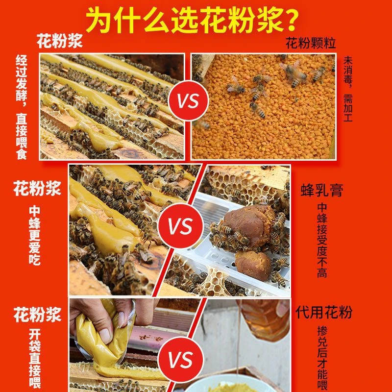 花粉浆 中蜂专用蜂粮 冬季代用花粉饲料蜜蜂喂蜂花粉养蜂发酵蜂粮