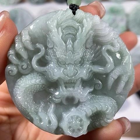 翡翠颈饰未镶嵌龙凤呈祥福两面工福利