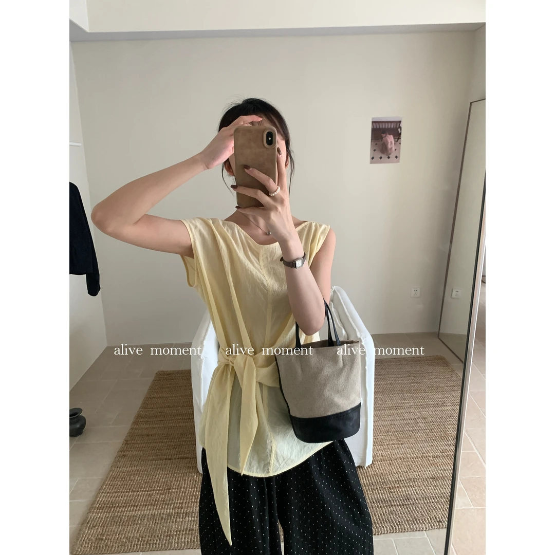 70025#ALIVE#强推！韩系百搭系带显瘦小衫（福利）