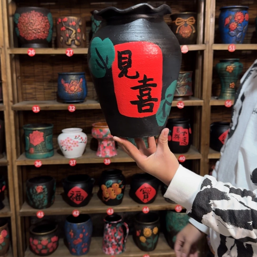 带孔高端浮雕花盆高度+口径25-15