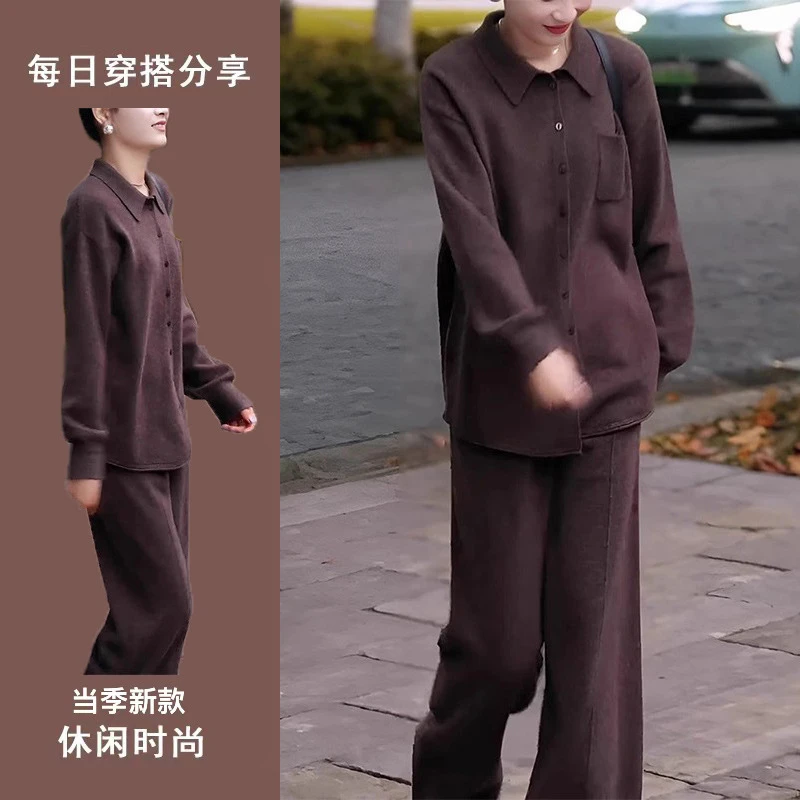 欧货爆款时尚套装女2025秋冬新款宽松单排扣上衣休闲两件套