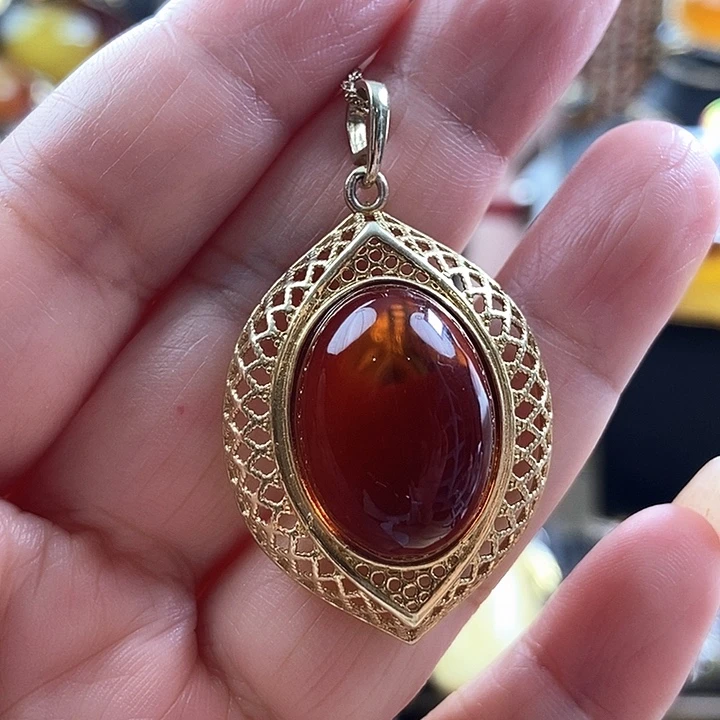 琥珀银S925镶嵌耳饰耳环