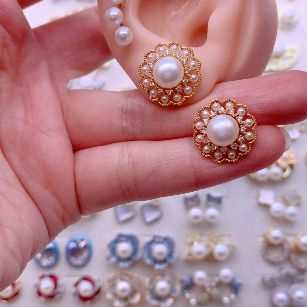 合金淡水珍珠耳饰