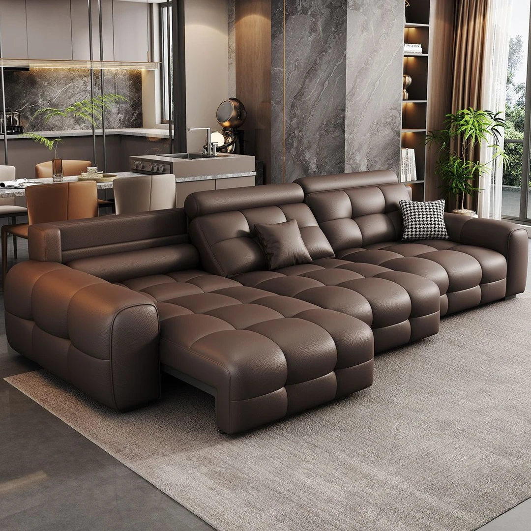 电动功能沙发床客厅2025新款伸缩可躺可睡智能直排劳伦斯真皮沙发