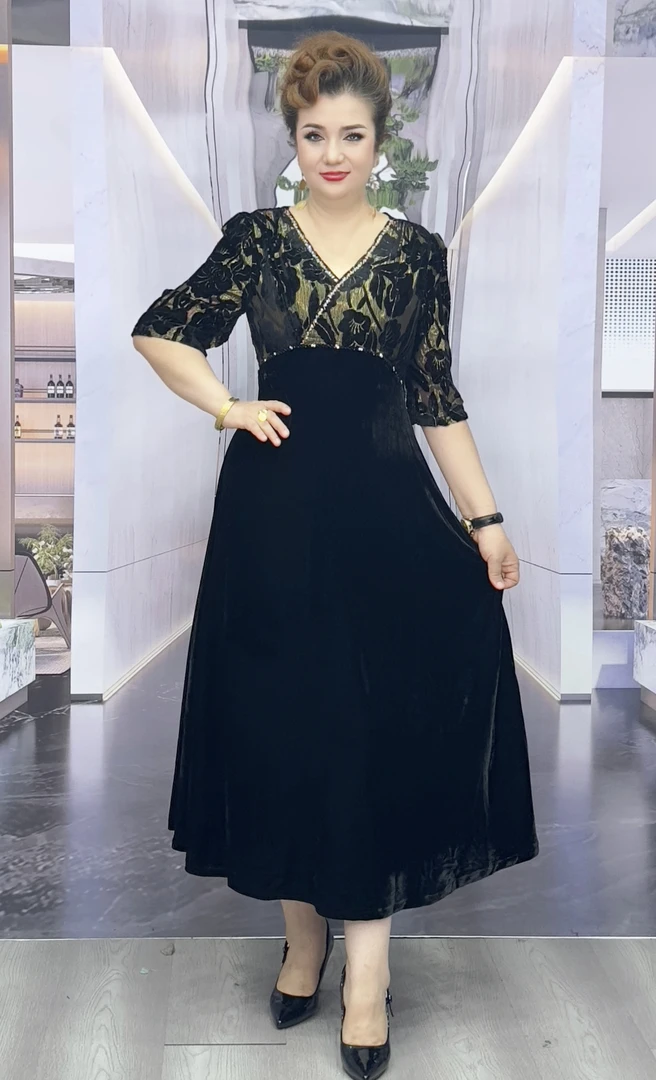 拼接优雅夏季时尚常规轻职风长袖连衣裙