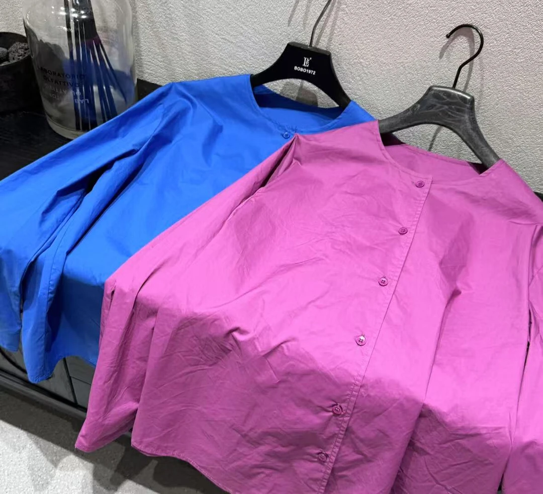 【GUQI】春日设计款圆领长袖宽松衬衫复古时尚上衣#256615