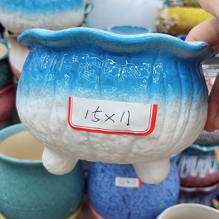 多肉绿植陶瓷花瓶9.9包邮，有孔