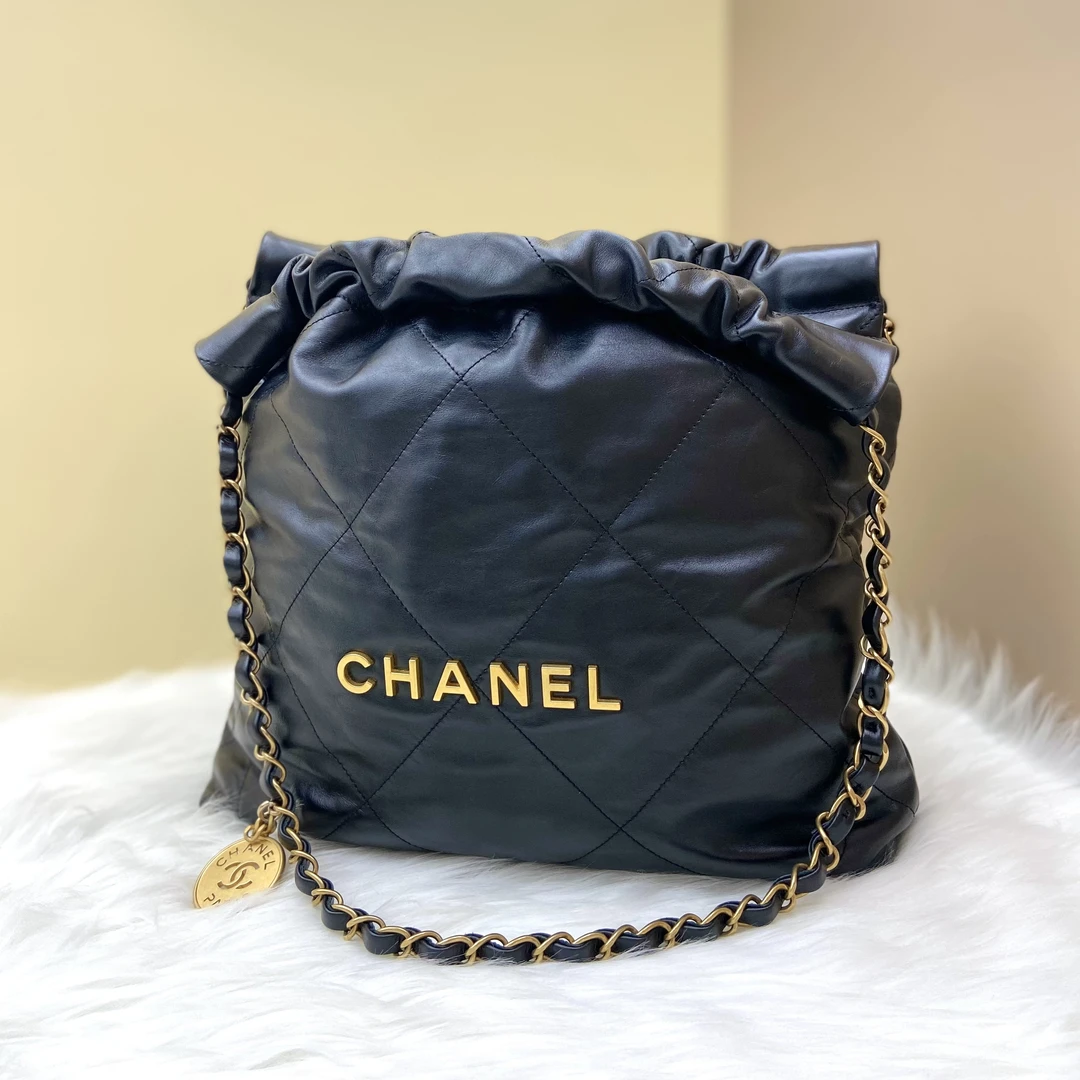 未使用 Chanel/香奈儿 闲置新 22bag 23年 垃圾袋黑金小号 单肩包
