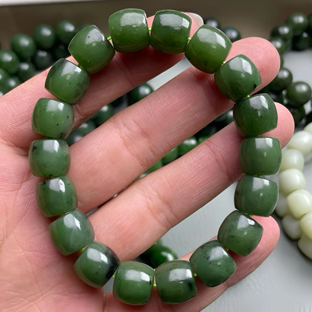 12mm天然俄料碧玉直切手串多样性发货拍一发一