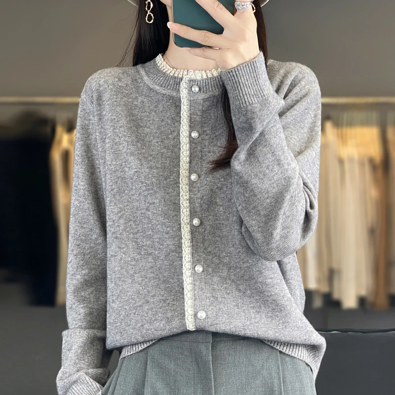 品牌撤柜正品秋冬珍珠扣羊毛针织衫高级感时尚内搭保暖打底衫厚款