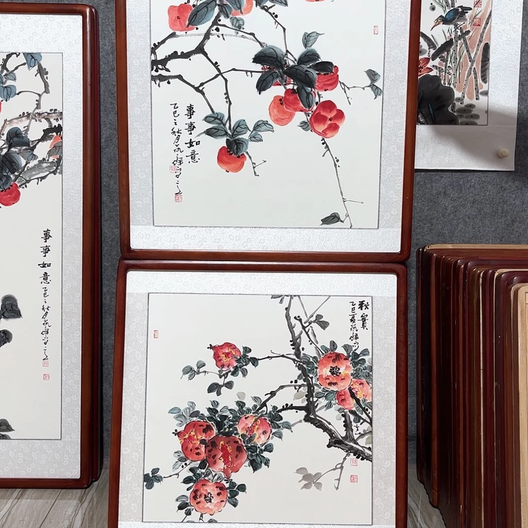 国画书画作品带框63×63