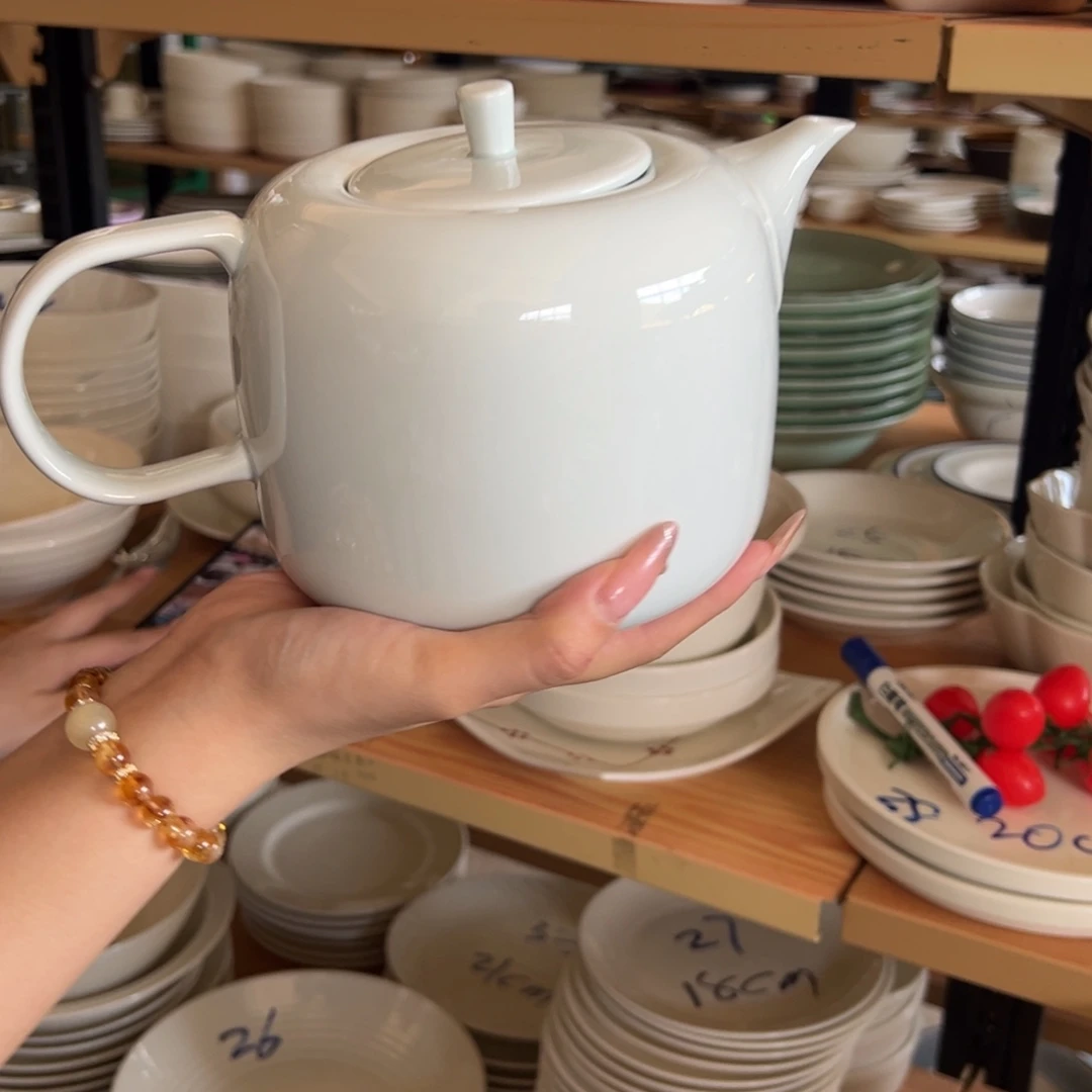 新骨瓷39微瑕 冷白 浅蓝  1700ml大容量水壶茶壶