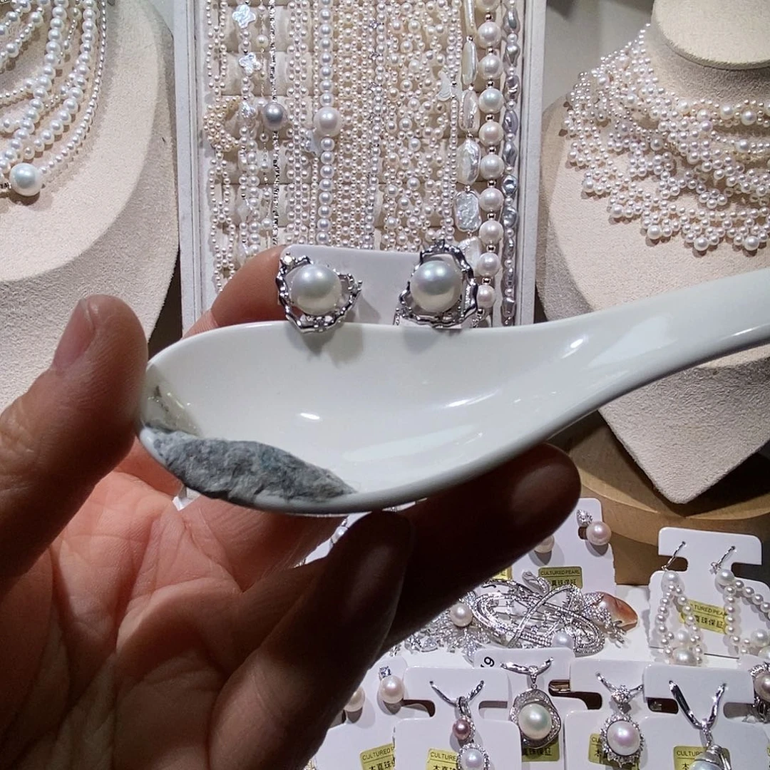 耳饰淡水珍珠银S925镶嵌极光炫彩口红9点位