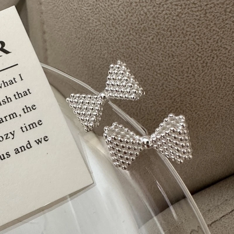 925银耳饰 韩版大蝴蝶结耳钉耳环设计感INS风博主款9978