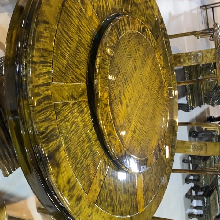 心***魔楠木圆餐桌七件套1.38米