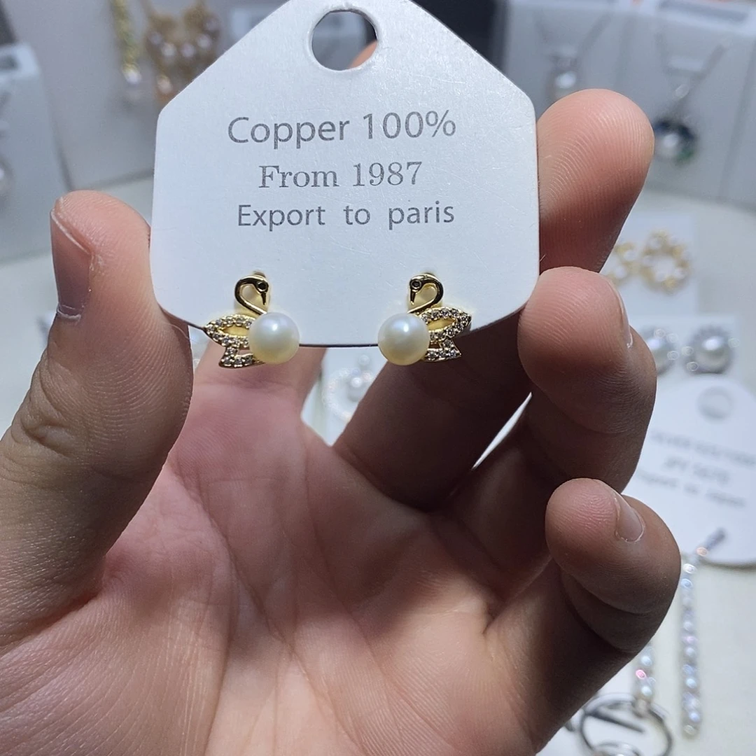 耳饰淡水珍珠银S925镶嵌