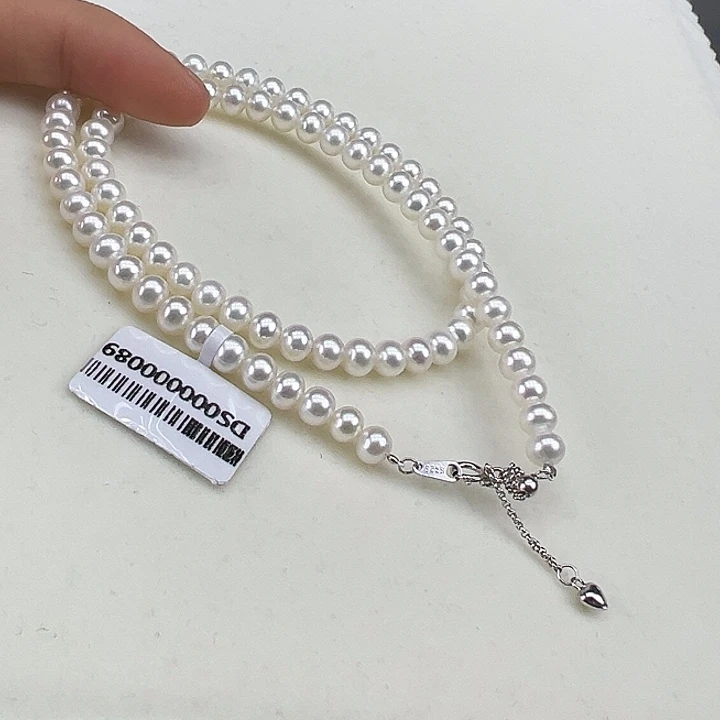 淡水珍珠银S925镶嵌颈饰➕5.5高品极光炫彩
