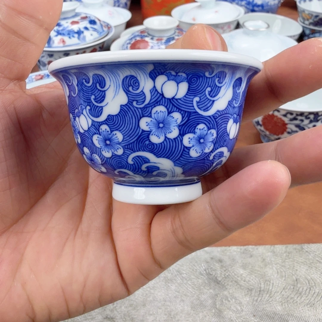 陶摆件福利青花单杯